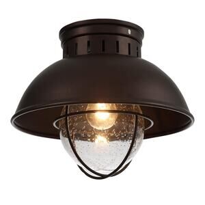 Flush Mount Outdoor Ceiling Light, Farmhouse, 10", Oil Rubbed Bronze #CE101M YC
